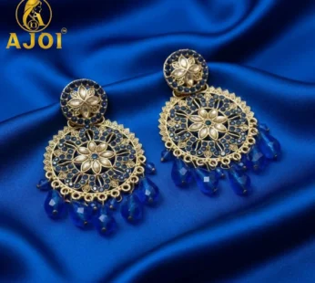 Blue Floral Statement Earrings