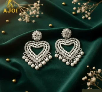 Heart-Shaped Pearl Drop Earrings For Women And Girls