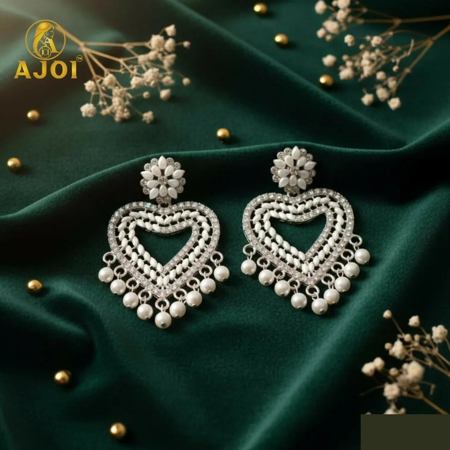 Premium Heart-Shaped Pearl Drop Earrings For Women And Girls - Buy Online at Alikart