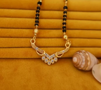 Gold Plated Mangalsutra with AD Floral Pendant