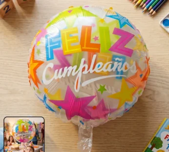 Colorful Feliz Cumpleaños Round Foil Balloon – 1 Pc