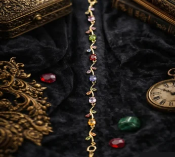 Gold-Plated Tulip Crystal Lava Stone Bracelet for Women & Girls
