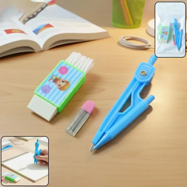 Premium Kids Plastic Drawing Compass Geometry Set with Pencil