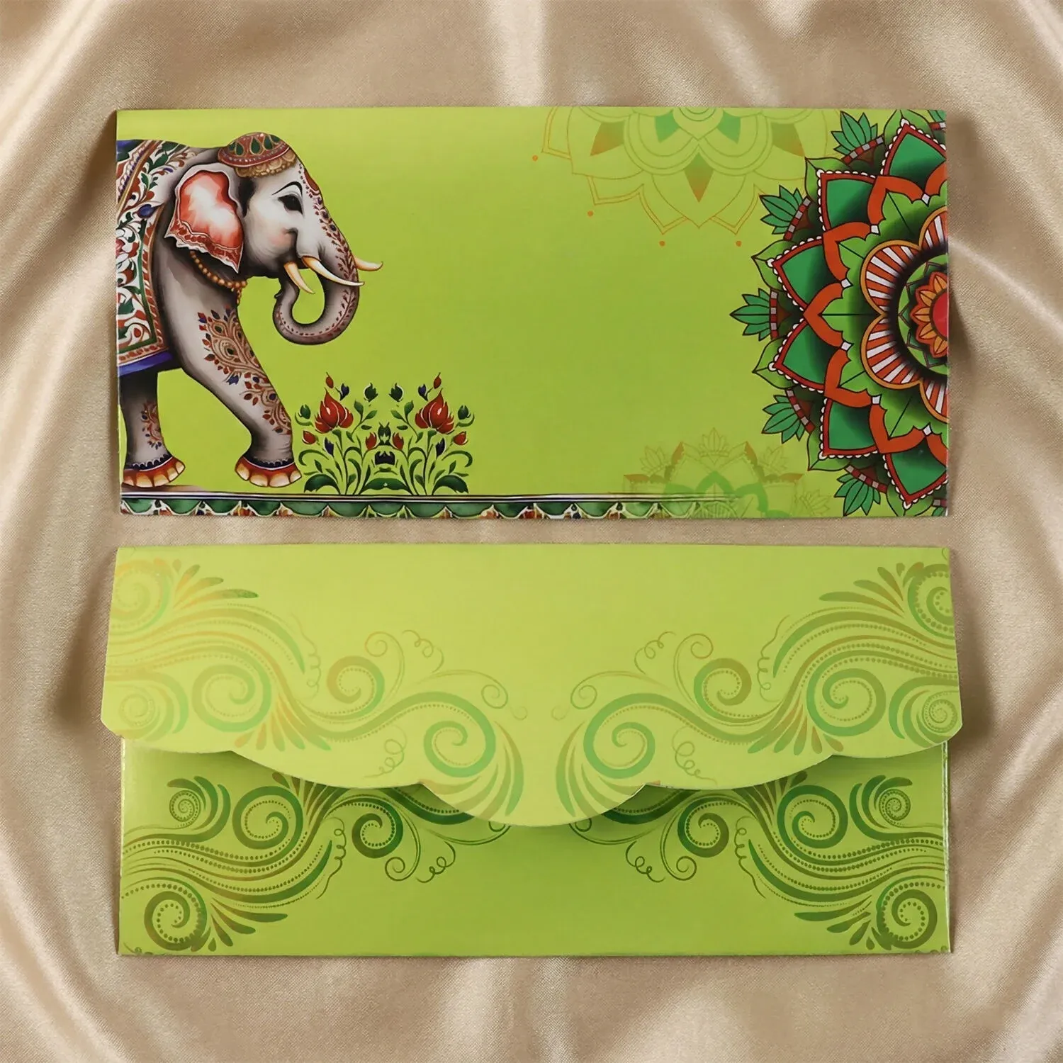 Decorative A4 Size Gift & Money Envelopes with Elephant & Mandala Design – Pack of 10 Pcs - Detailed Feature View 3
