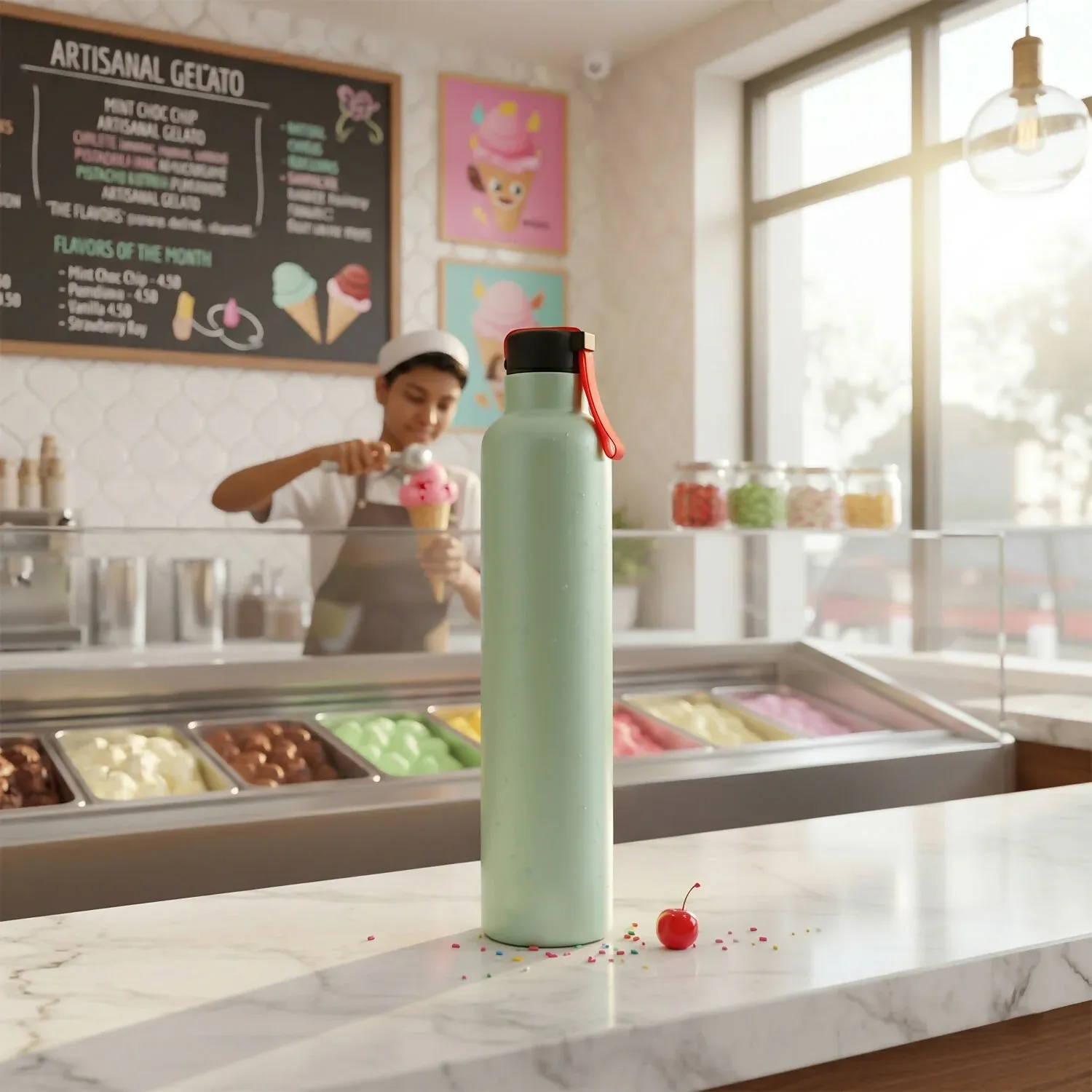 Premium 1000ML Stainless Steel Vacuum Insulated Water Bottle - Detailed Feature View 1