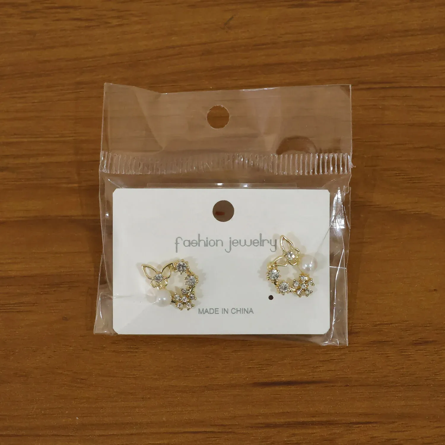 Butterfly Pearl Crystal Stud Earrings for Women & Girls - Detailed Feature View 6