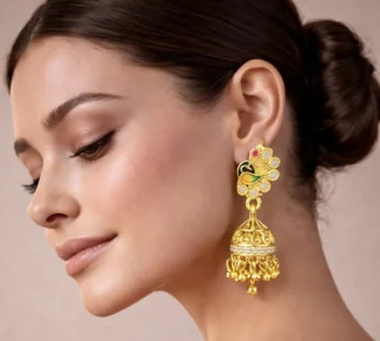 Elegant Peacock Design Gold Plated Earrings