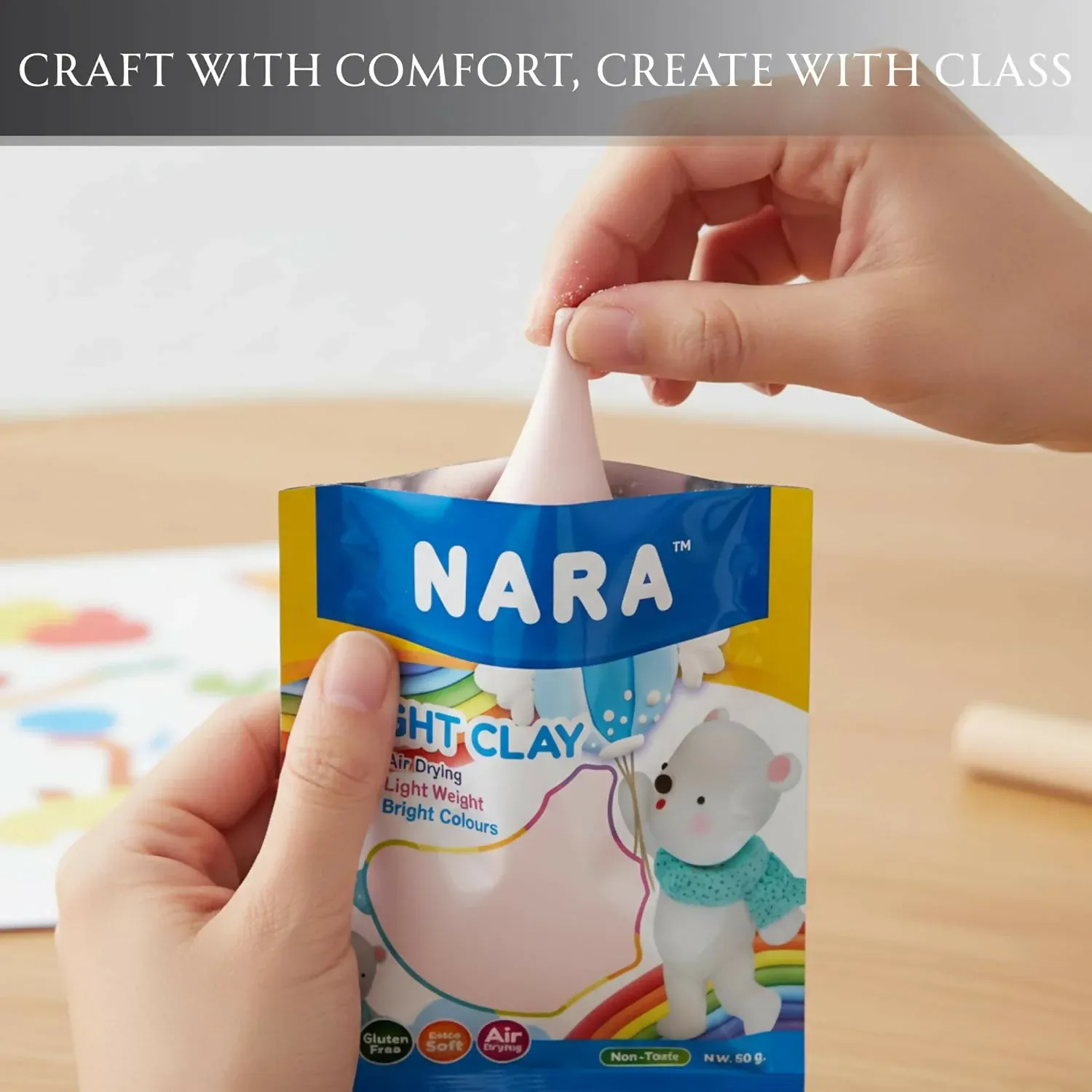 NARA Air Dry Light Clay for Kids Creative Sculpting and DIY Craft Activity - Detailed Feature View 3