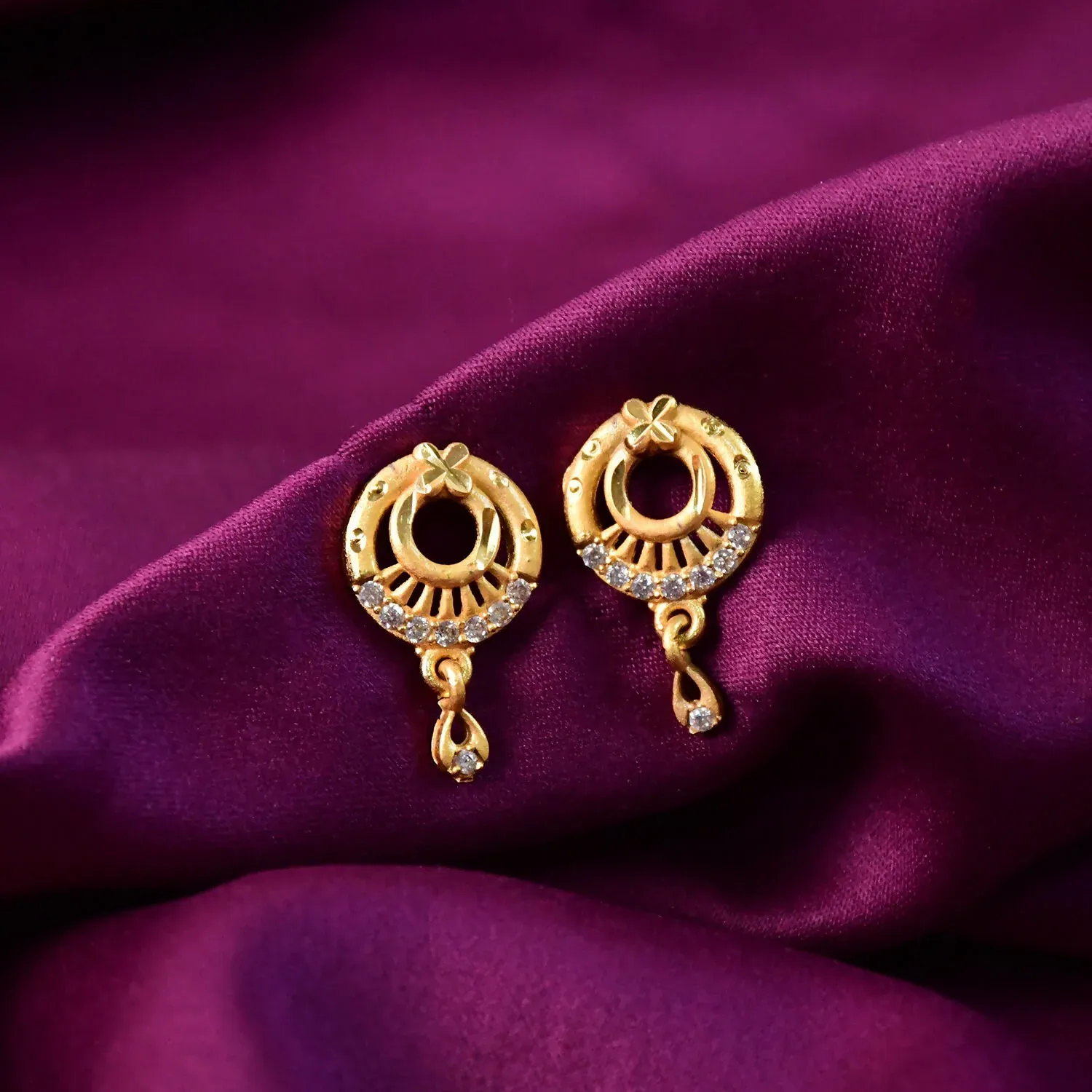 Premium Elegant Circular Drop Earrings with Crystal Accents – Classic Party Wear - Buy Online at Alikart