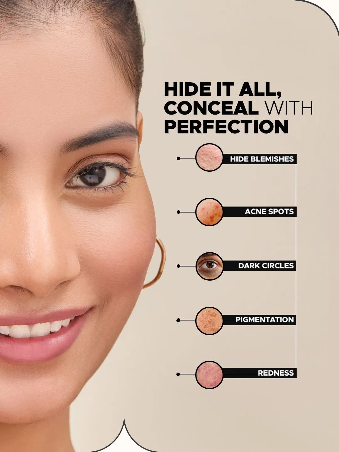 Hilary Rhoda Hide It All Finish & High Cover Concealer With Shea butter- 3.7 ml- Walnut 06 - Detailed Feature View 2