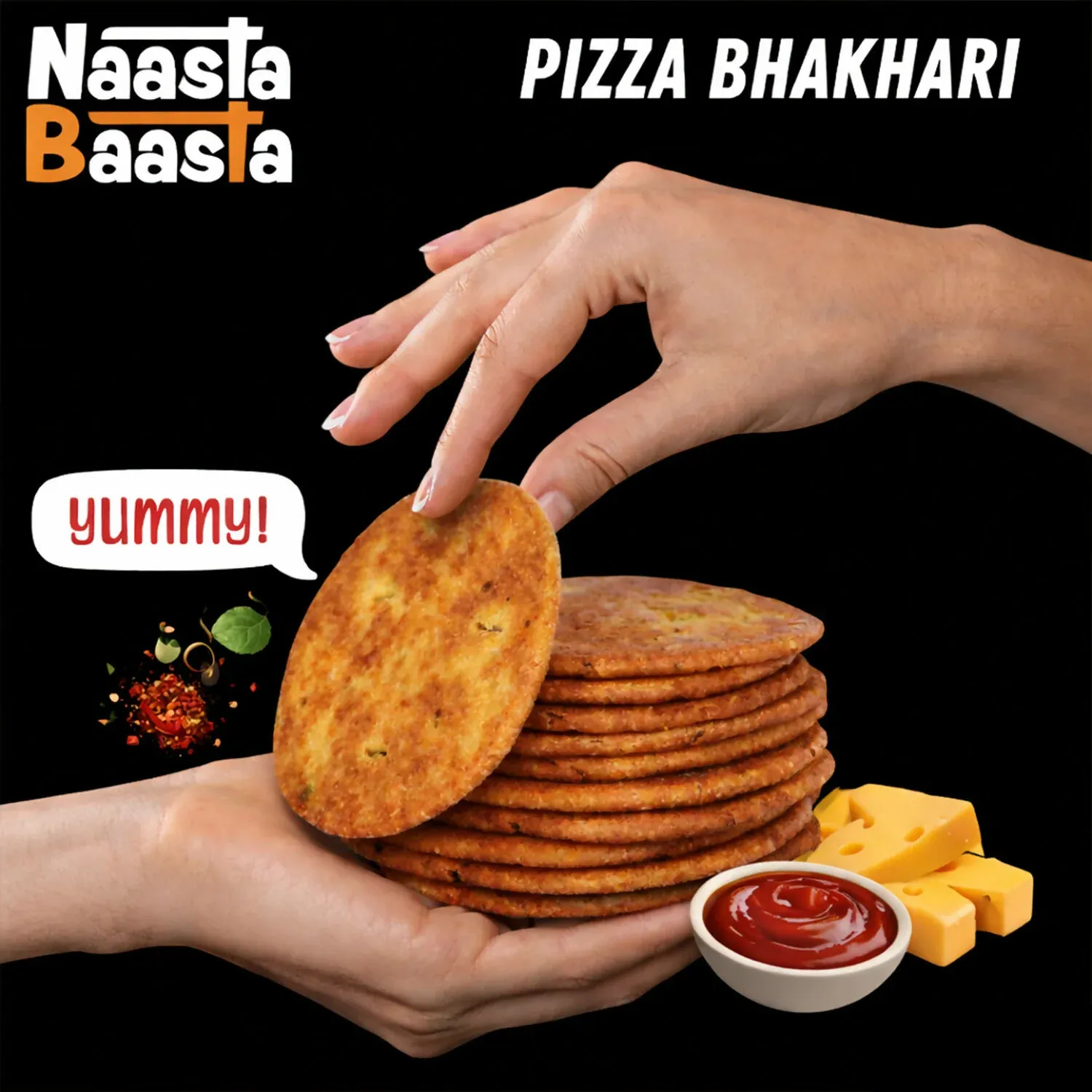 Naasta Baasta Pizza Bhakhari - Pizza Flavor & Crispy Ready to Eat Snack Delight (200 Gm) - Detailed Feature View 2