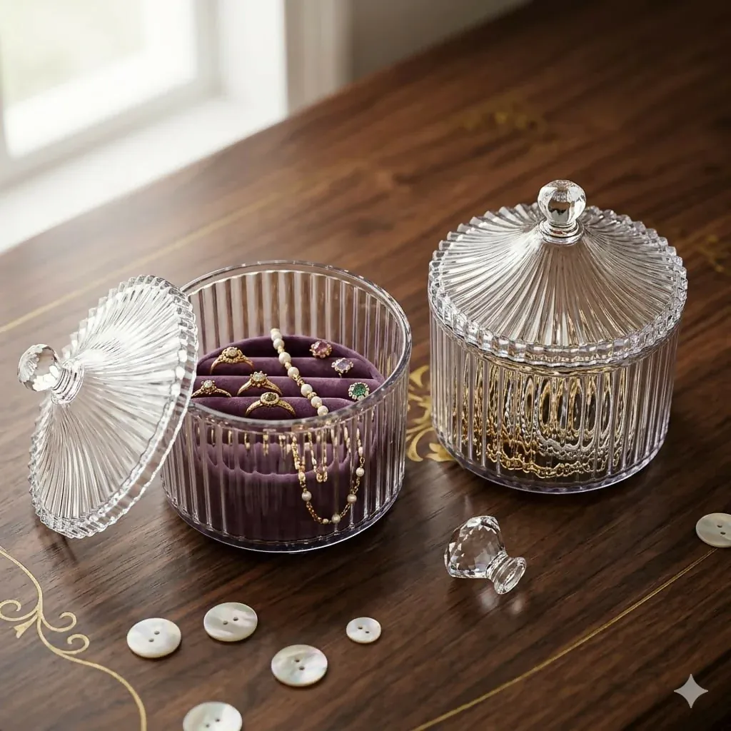 Diamond Crystal Cut 500ml Dry Fruit Jar Set of 2 with Airtight Royal Lid - Detailed Feature View 4