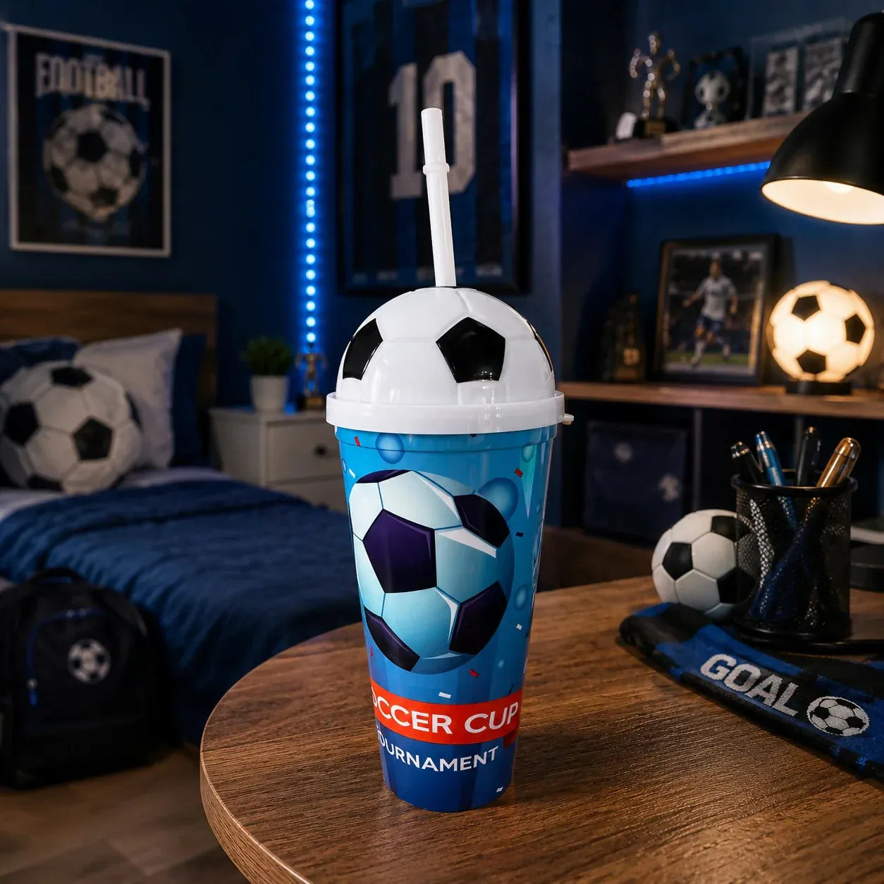 Plastic Football Sipper Cup – Perfect for Kids & Sports Fans - Detailed Feature View 1