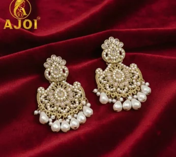 Premium Royal Pearl Chandbali Earrings with Elegant Traditional Designer Finish