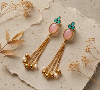 Traditional Antique Gold Plated Pearl Jhumka Earrings for Women Ethnic Dome Design