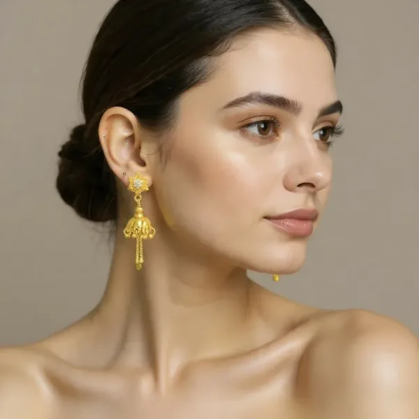 Designer Star Shape Stud with Antique Jhumki Drops