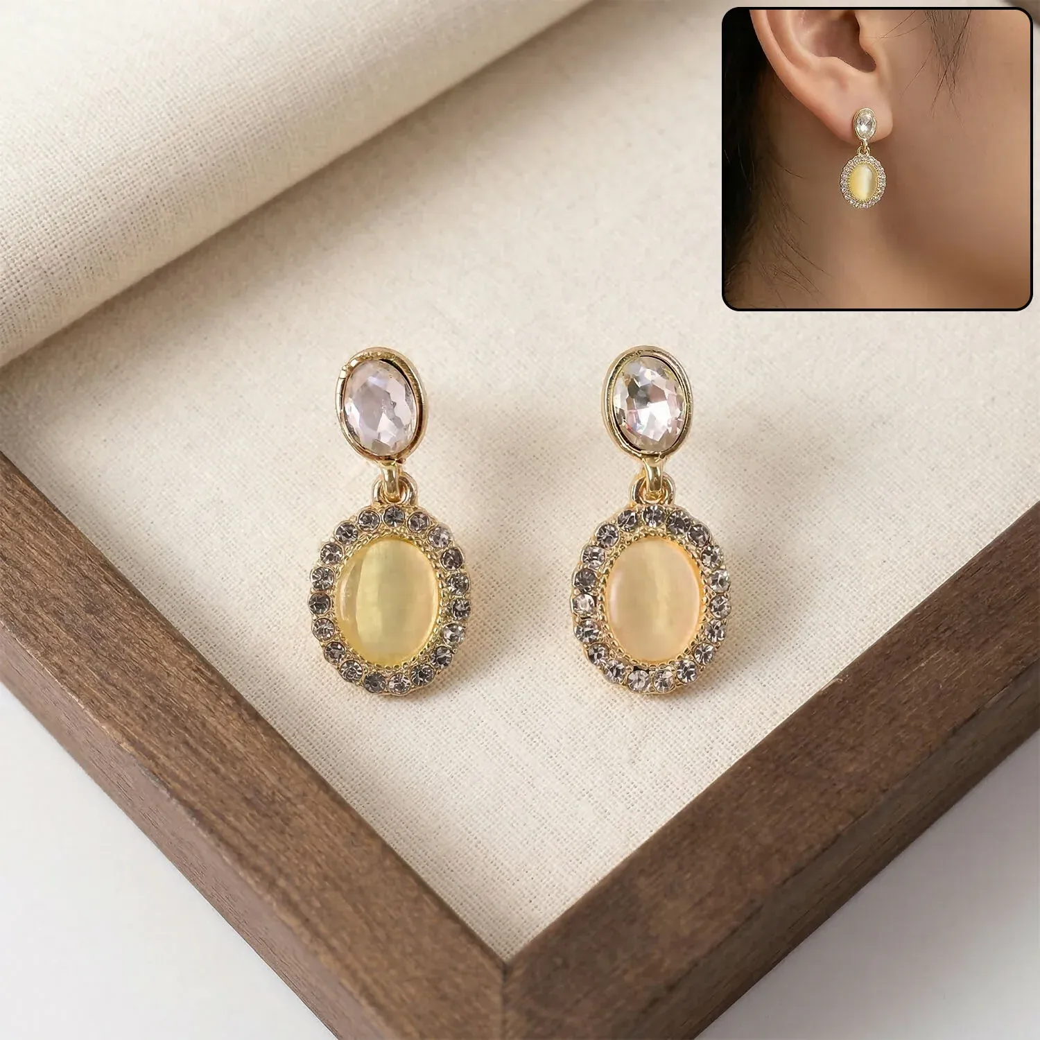 Premium Elegant Oval Crystal Drop Earrings for Women & Girls - Buy Online at Alikart