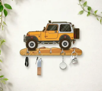 Jeep Design Wooden Key Holder with 5 Hooks for Home