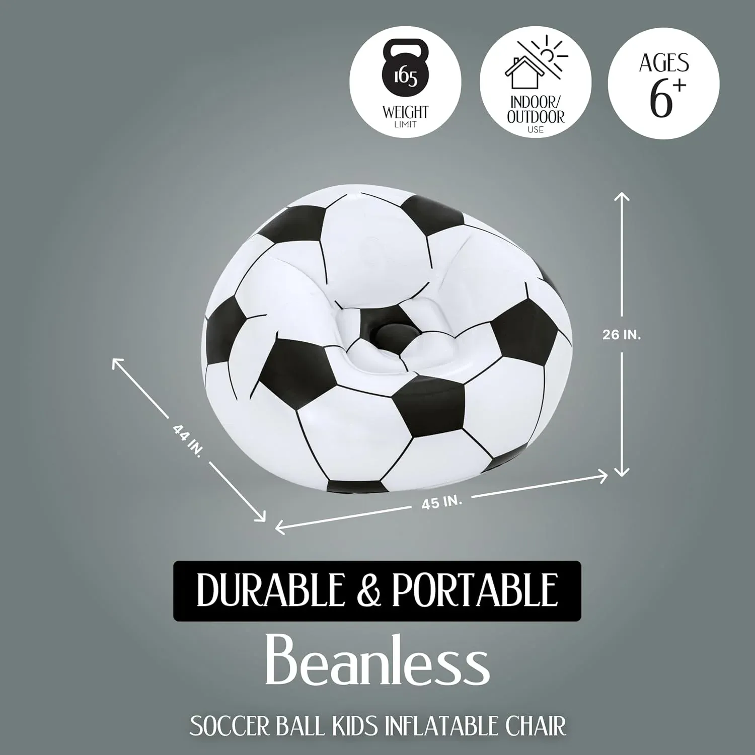 Inflatable Soccer Ball Lounge Chair – Fun & Comfortable for Kids - Detailed Feature View 6