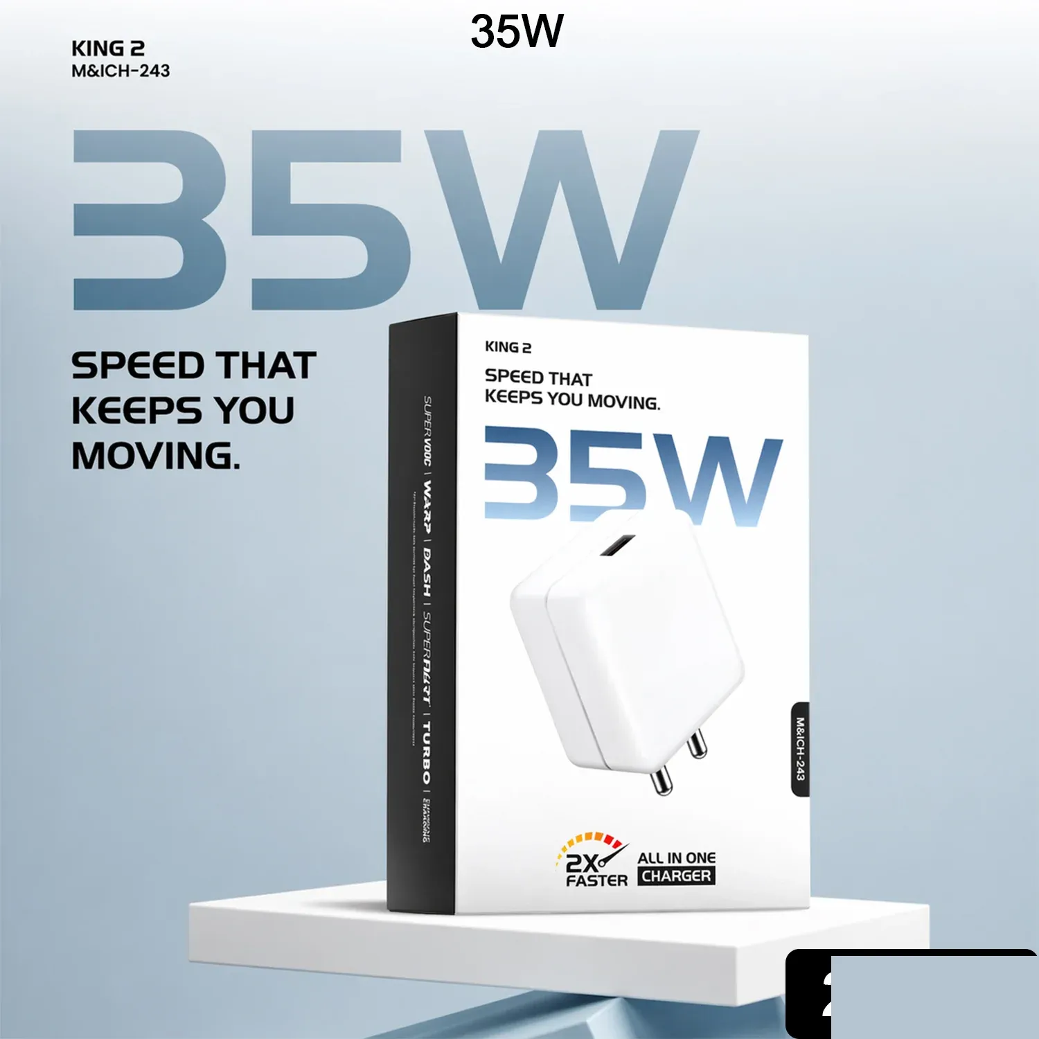 King 2 Series 35W Fast Charging Power Adapter with Type-C Cable - Detailed Feature View 1