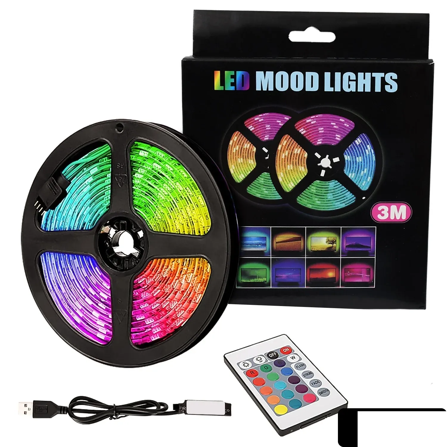 RGB LED Strip Lights – 3M Multi-Colour USB with Remote | Indo Glow - Detailed Feature View 1