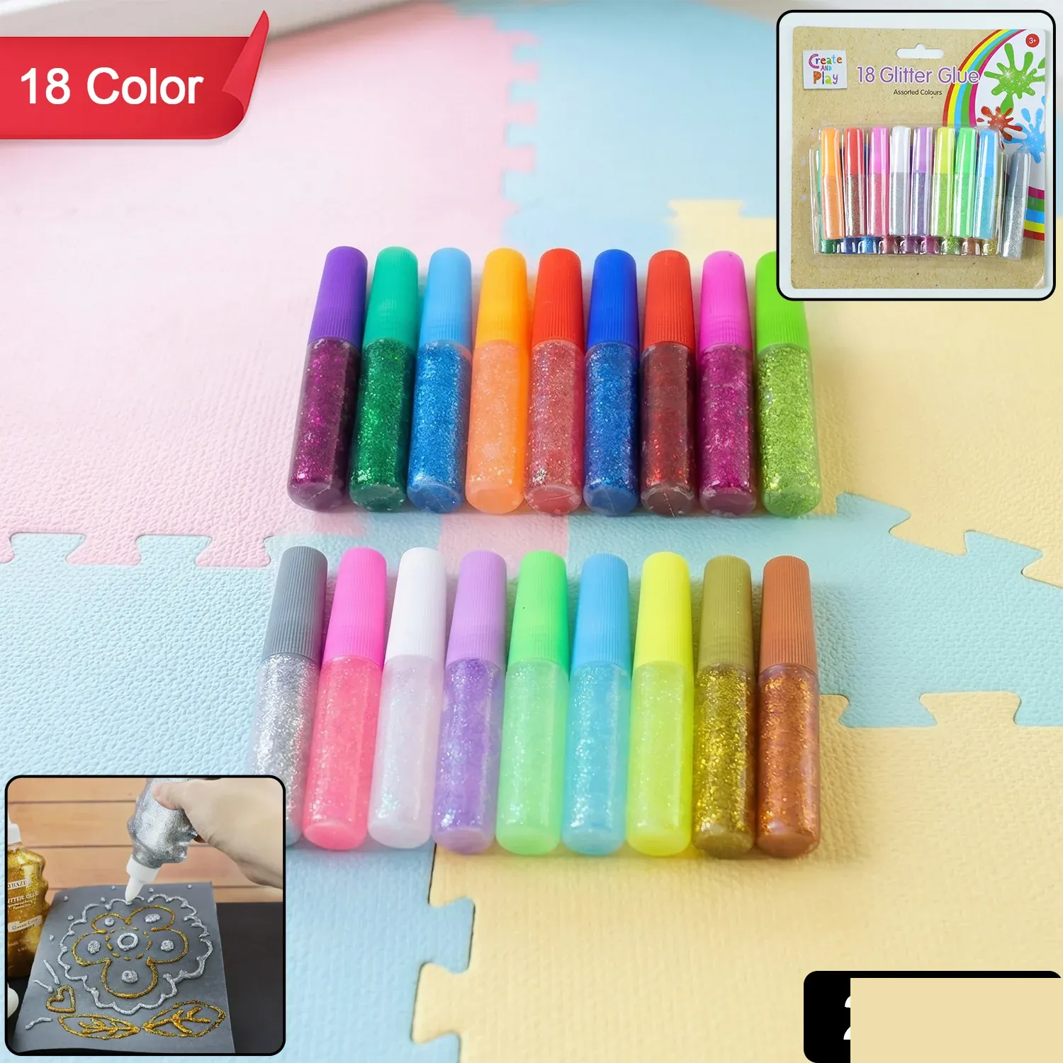 Glitter Glue Pen Set – Vibrant Colors for Creative Projects - Detailed Feature View 1