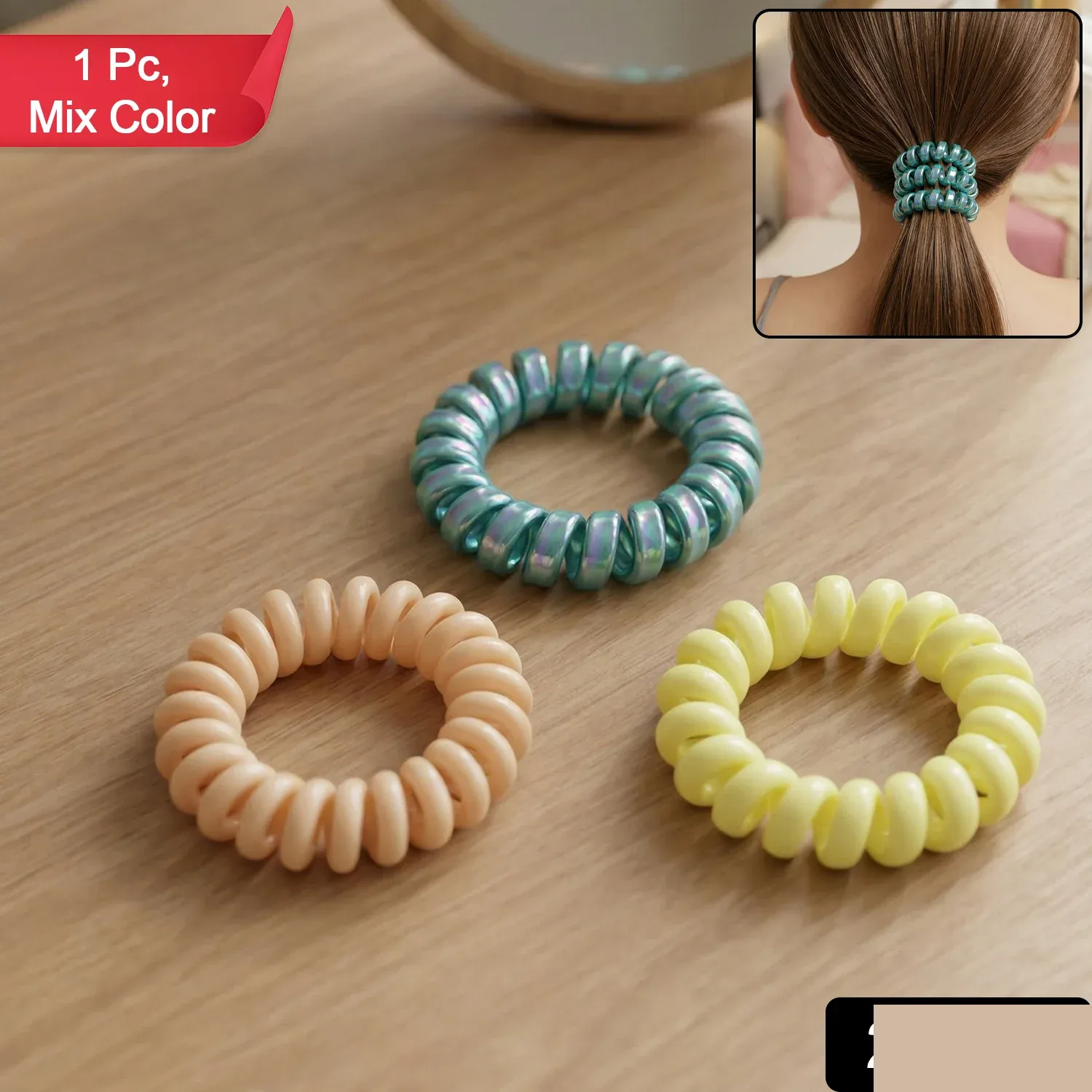 Premium Premium Mix Color Spiral Coil Hair Band - 1 Pc - Buy Online at Alikart