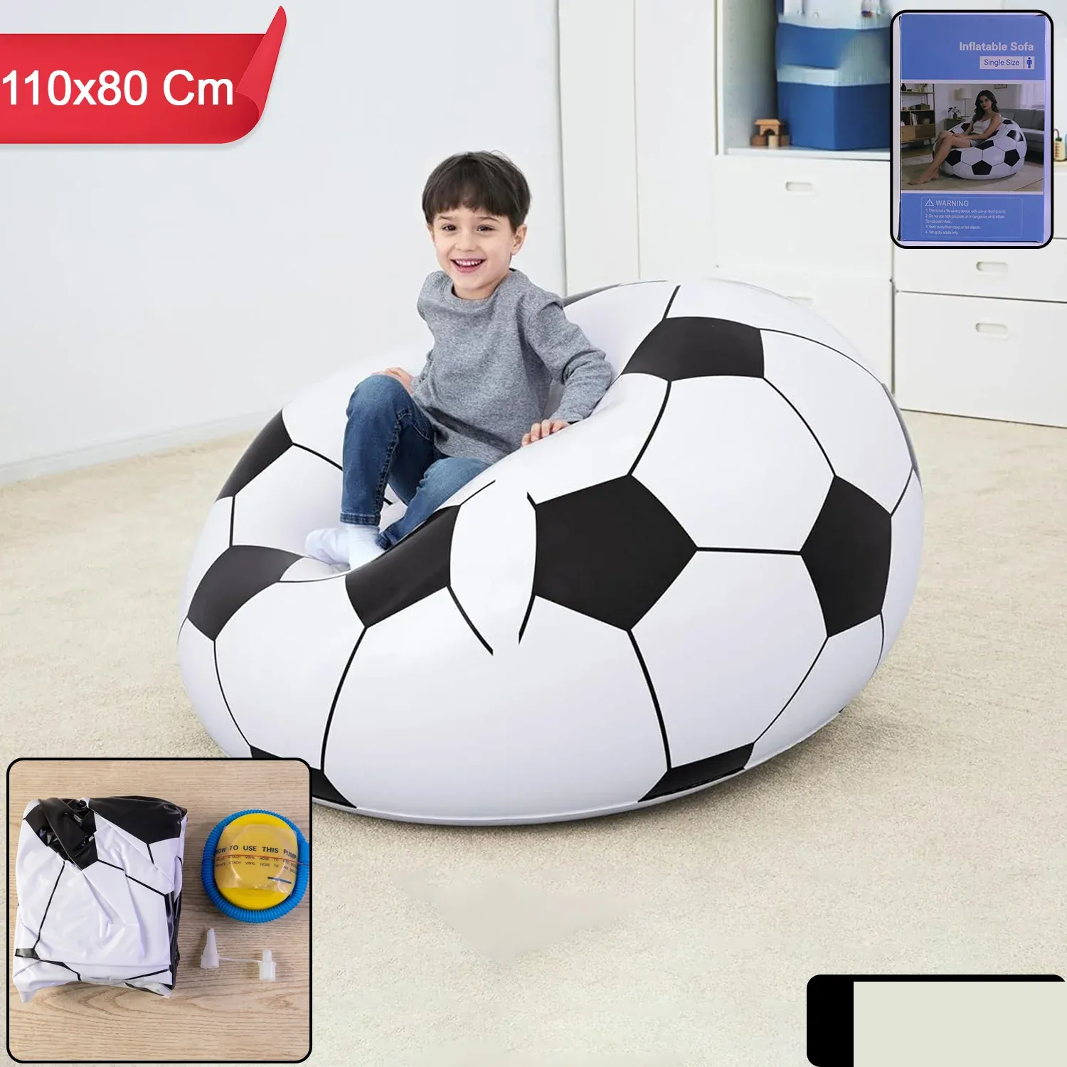 Inflatable Soccer Ball Lounge Chair – Fun & Comfortable for Kids - Detailed Feature View 1