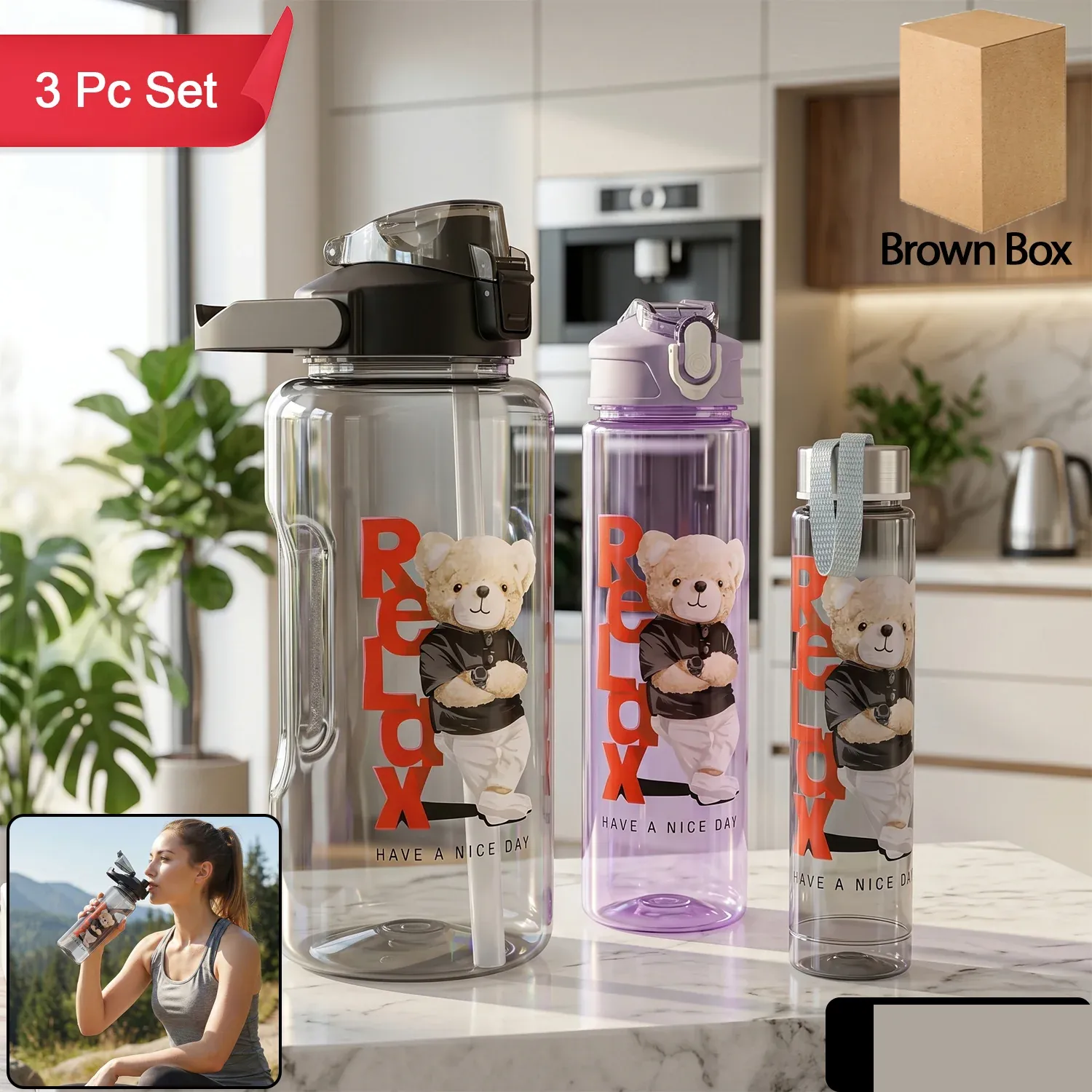 Kids Water Bottle Set – BPA-Free, Leak-Proof for School & Sports - Detailed Feature View 1