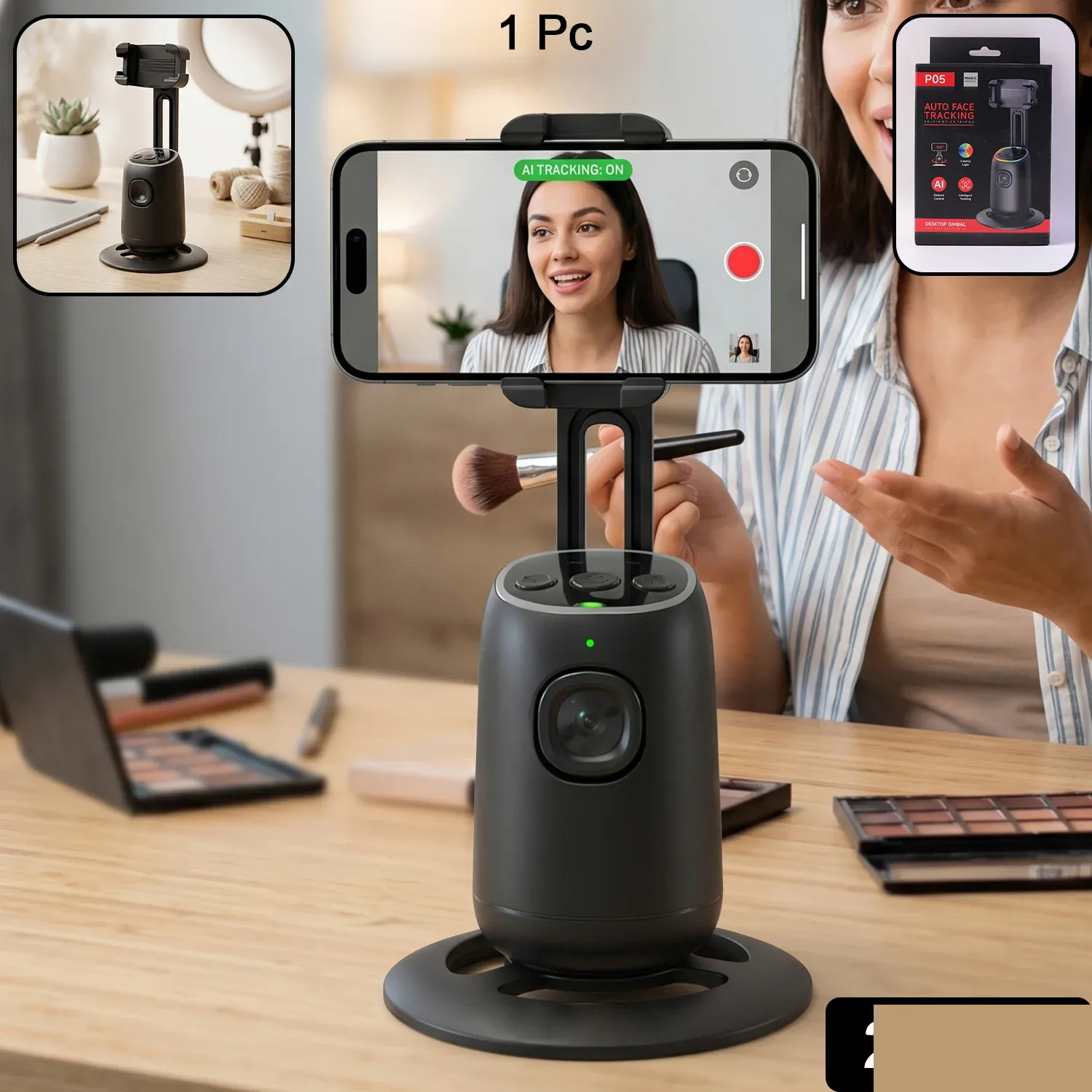Smart AI Auto Face Tracking Mobile Holder Stand - 360° Rotation - Detailed Feature View 1