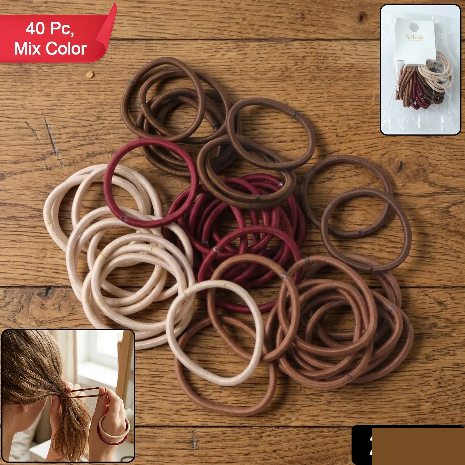 Premium Soft Elastic Hair Bands for Women & Girls - 40 Pc Mix Colors - Buy Online at Alikart