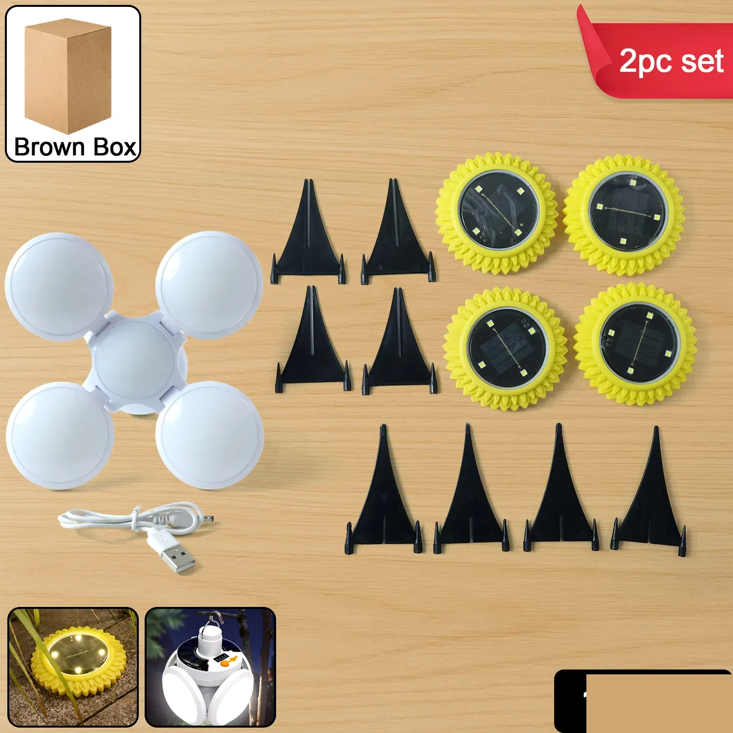 Solar Garden LED Ground Lights - Decorative 2 Pc Set - Detailed Feature View 1