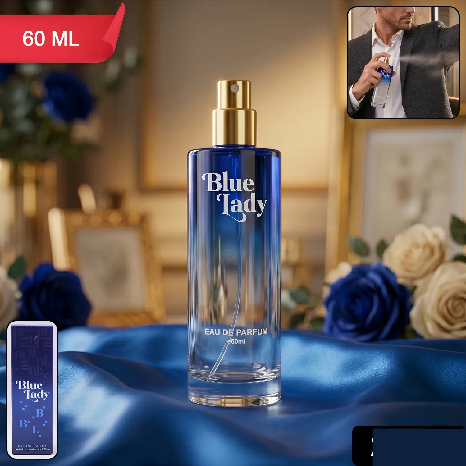 Premium Blue Lady Eau De Parfum Spray 60 ML - Long Lasting Fragrance - Buy Online at Alikart