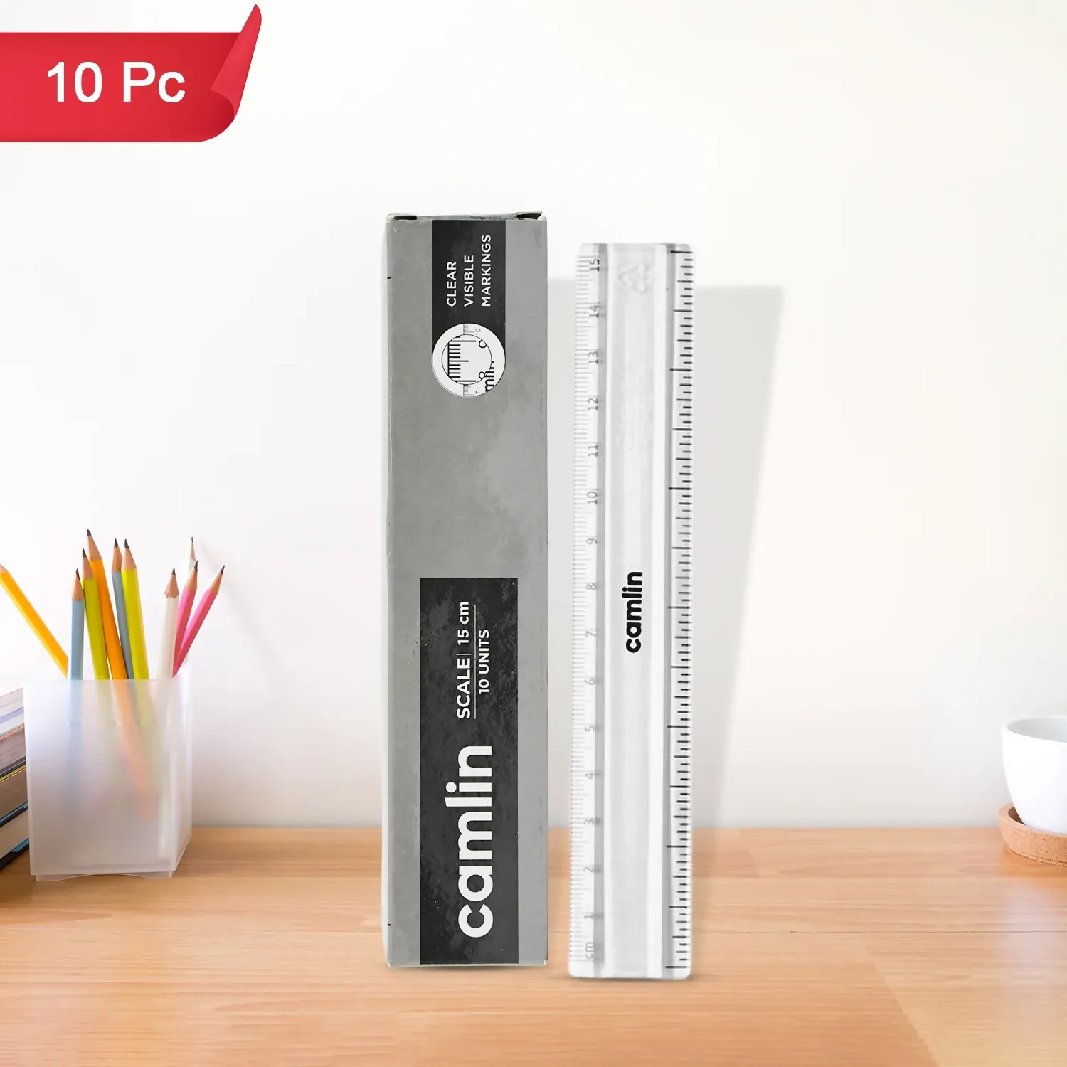 Premium Camlin 15 cm Transparent Plastic Scale Pack of 10 Units - Buy Online at Alikart