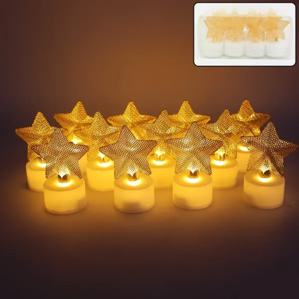 Set of 12 Decorative LED Star Candles