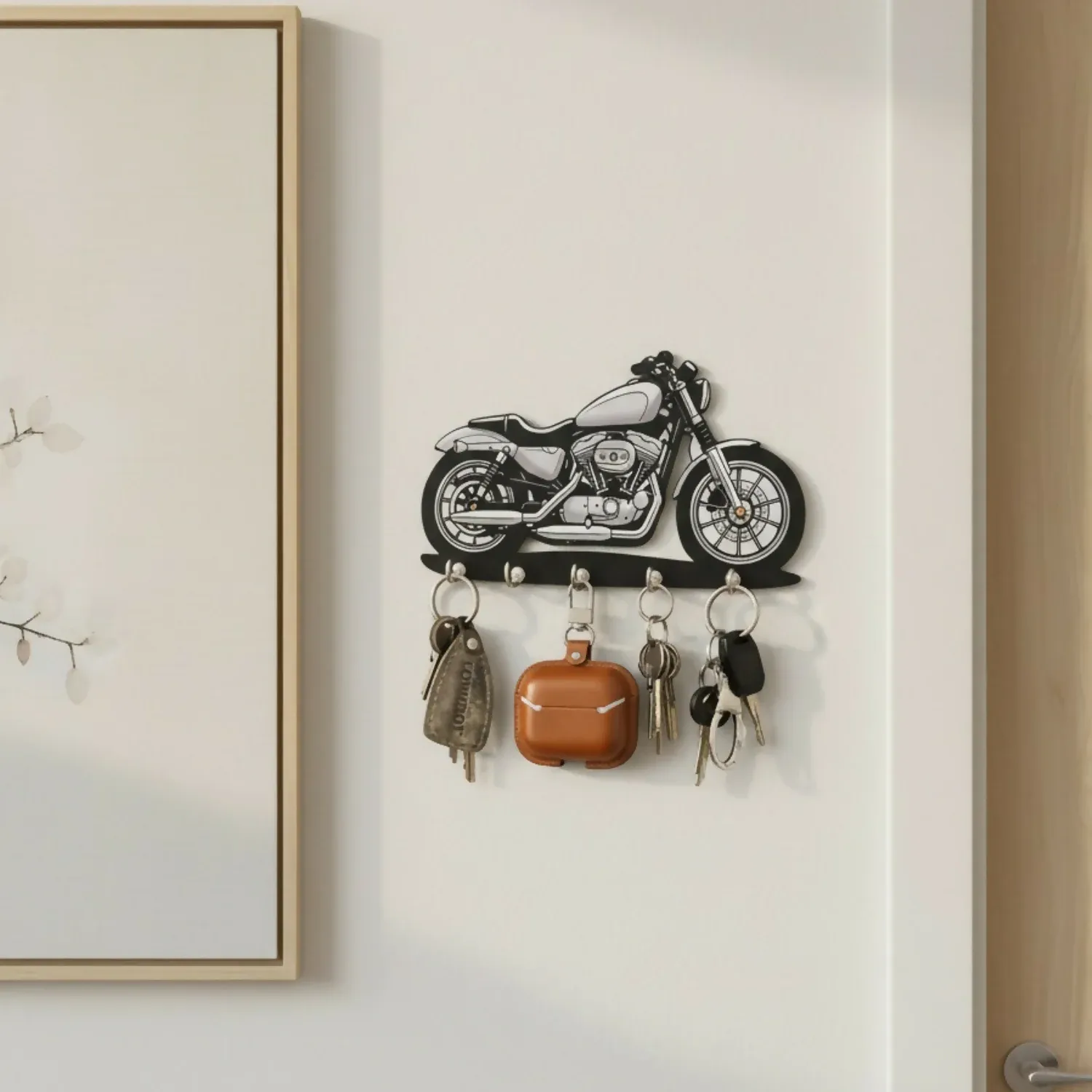 Premium Wall Key Holder – Stylish motorcycle design with 5 hooks for home - Buy Online at Alikart