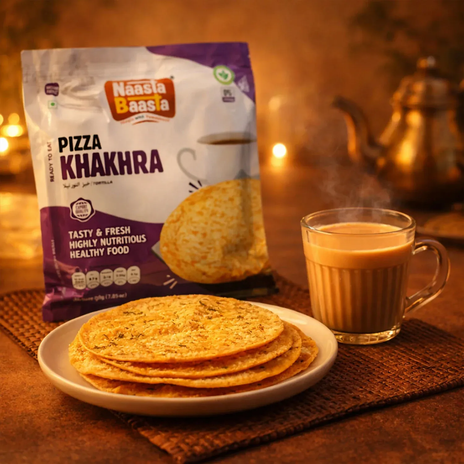 Naasta Baasta Pizza Khakhra Crispy & Cheesy Whole Wheat Ready to Eat Snack (200gm) - Detailed Feature View 2