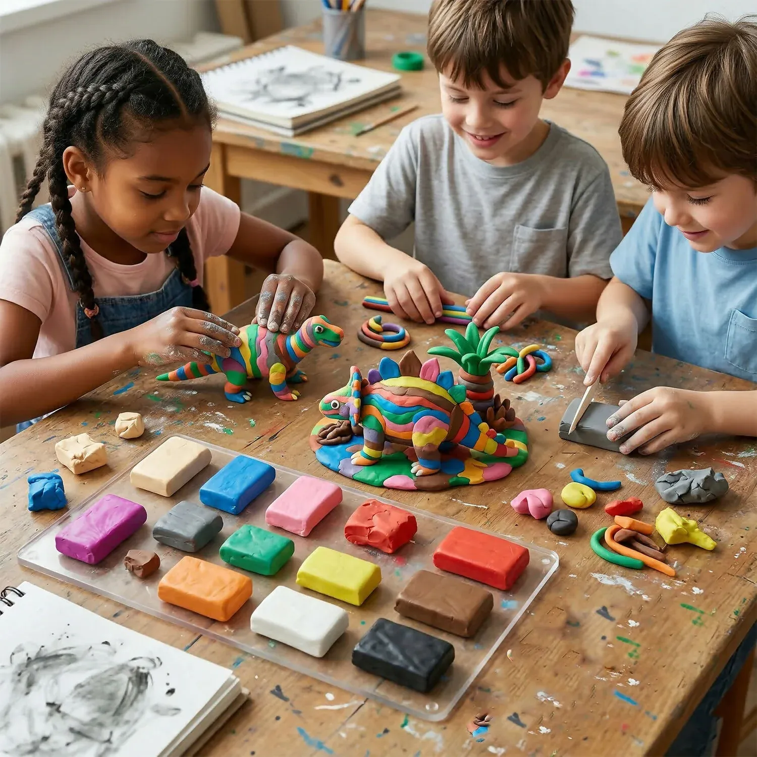 Nara 12 Color Modelling Clay Kit, Soft Creative Play Dough Set for Kids (60 Gm/24 Bars) - Detailed Feature View 1