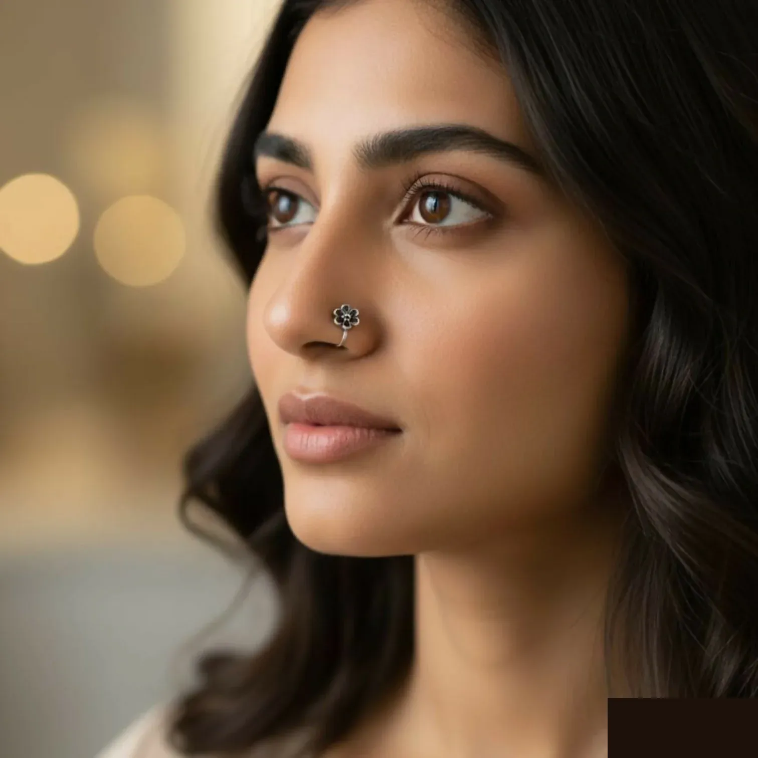 Oxidized Silver Traditional Floral Nose Pins Combo for Women & Girls (Pack of 5) - Detailed Feature View 1