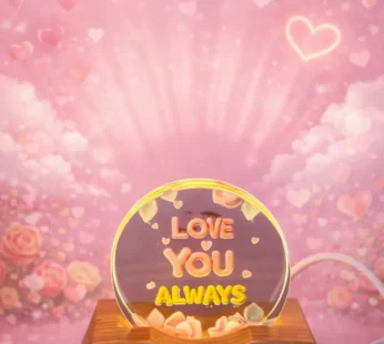 Love You Always Acrylic LED Lamp with Wooden Base Romantic Gift Light