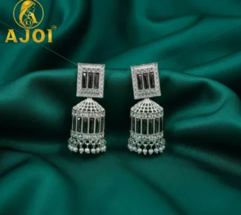 Premium Royal Black Stone Dome Jhumka Earrings
