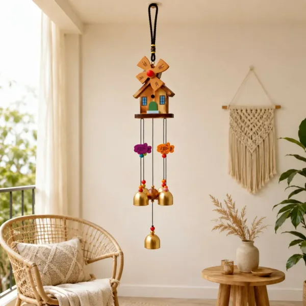Wooden Windchime – Rustic Home Decor with Melodious Bells