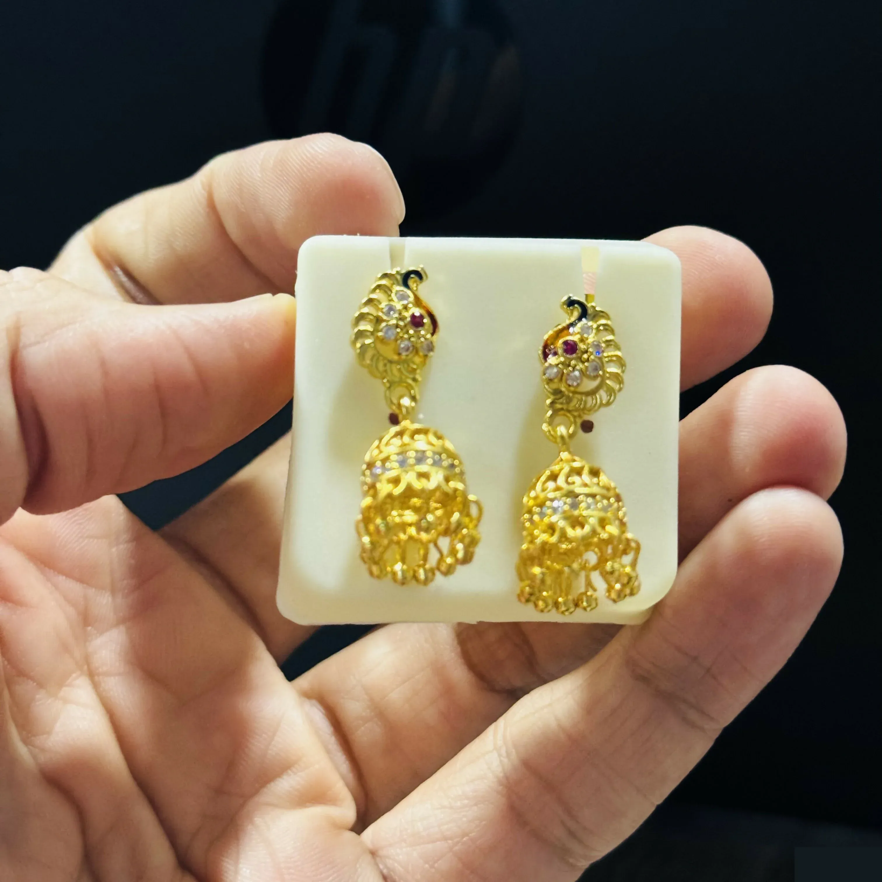 Peacock Earrings – Traditional Design with Contemporary Finish - Detailed Feature View 4
