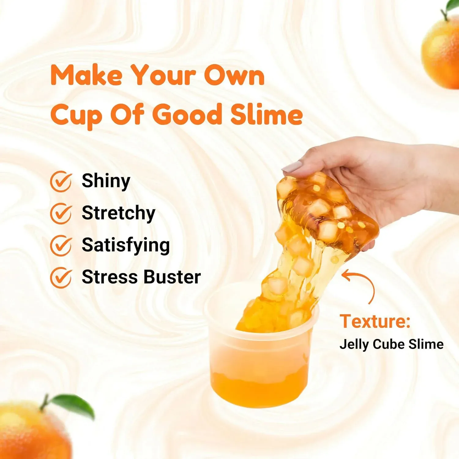Orange Jelly Cube Slime Making Kit for Kids – DIY Tubbie Slime Kit with Activator - Detailed Feature View 2