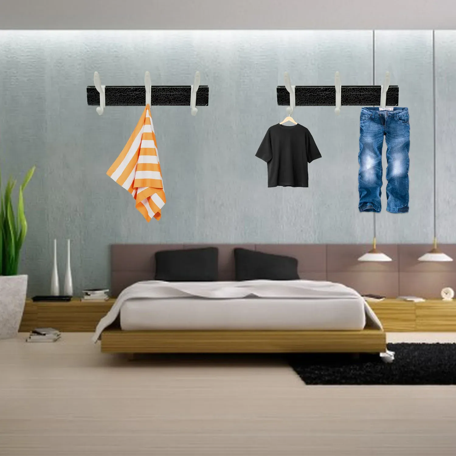 Wall Mounted Coat Rack – 6 Hooks for Entryway & Bedroom | GlimmerHome - Detailed Feature View 7