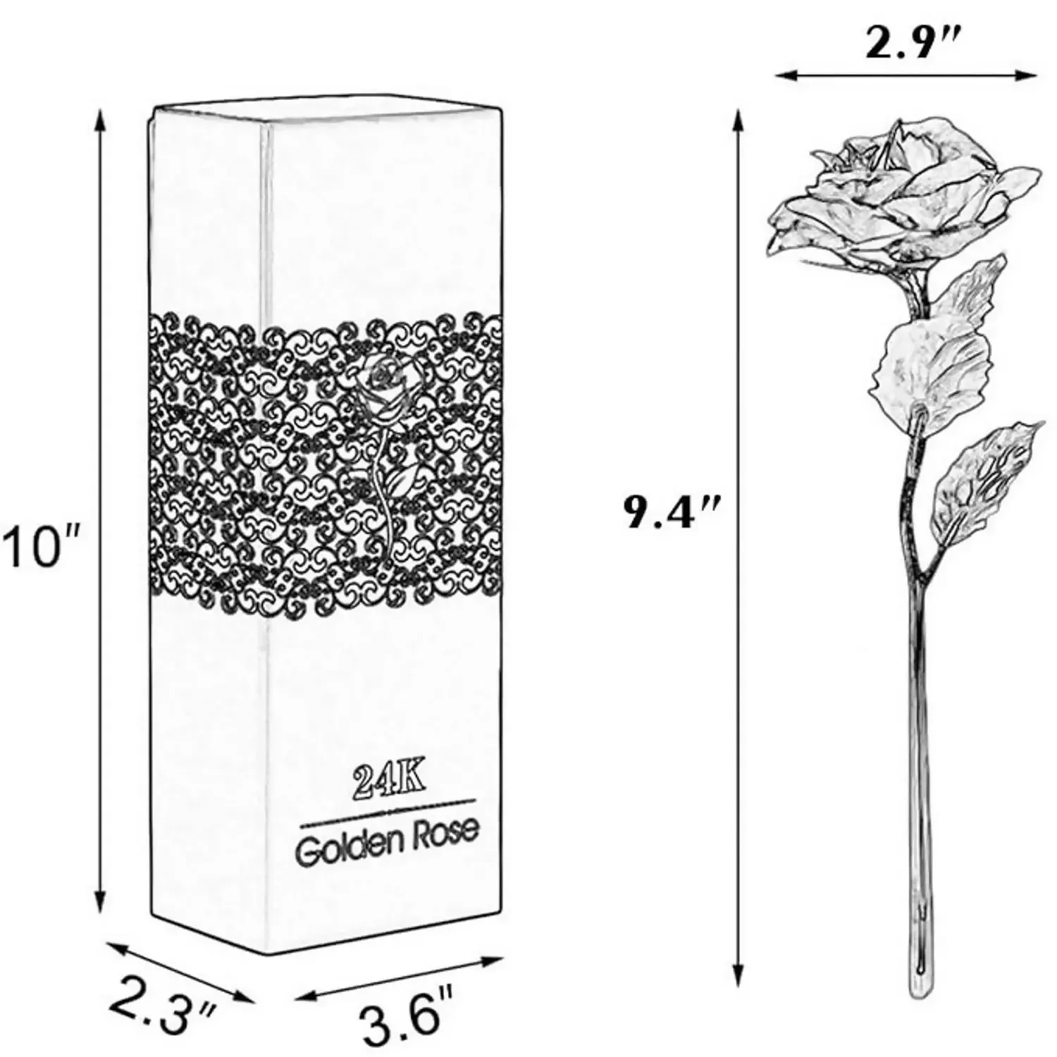 24K Gold Foil Artificial Rose in Premium Gift Box - Detailed Feature View 2