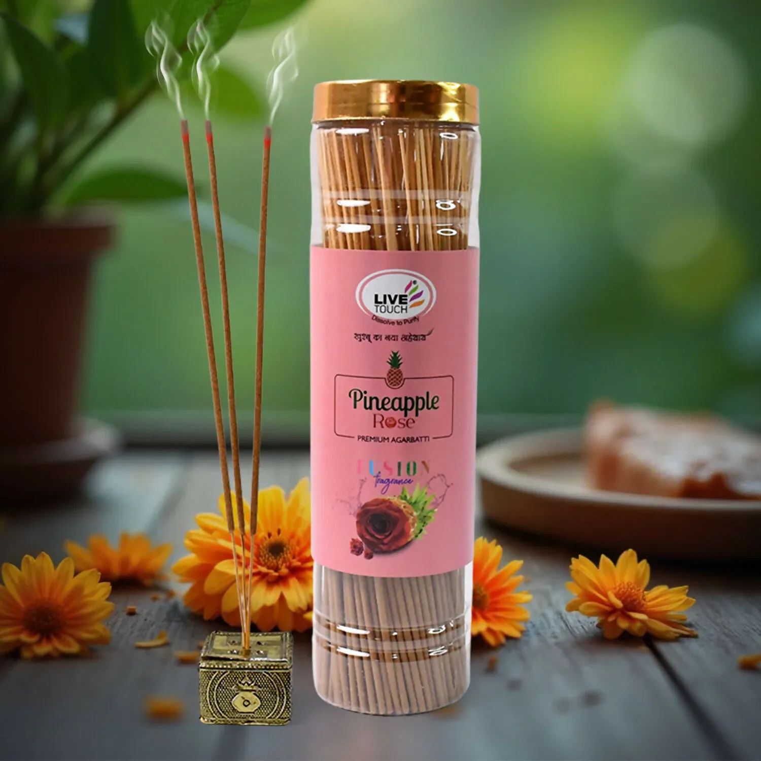 Premium Pineapple Rose Premium Aura Agarbatti – Natural Fragrance Jar 250g - Buy Online at Alikart