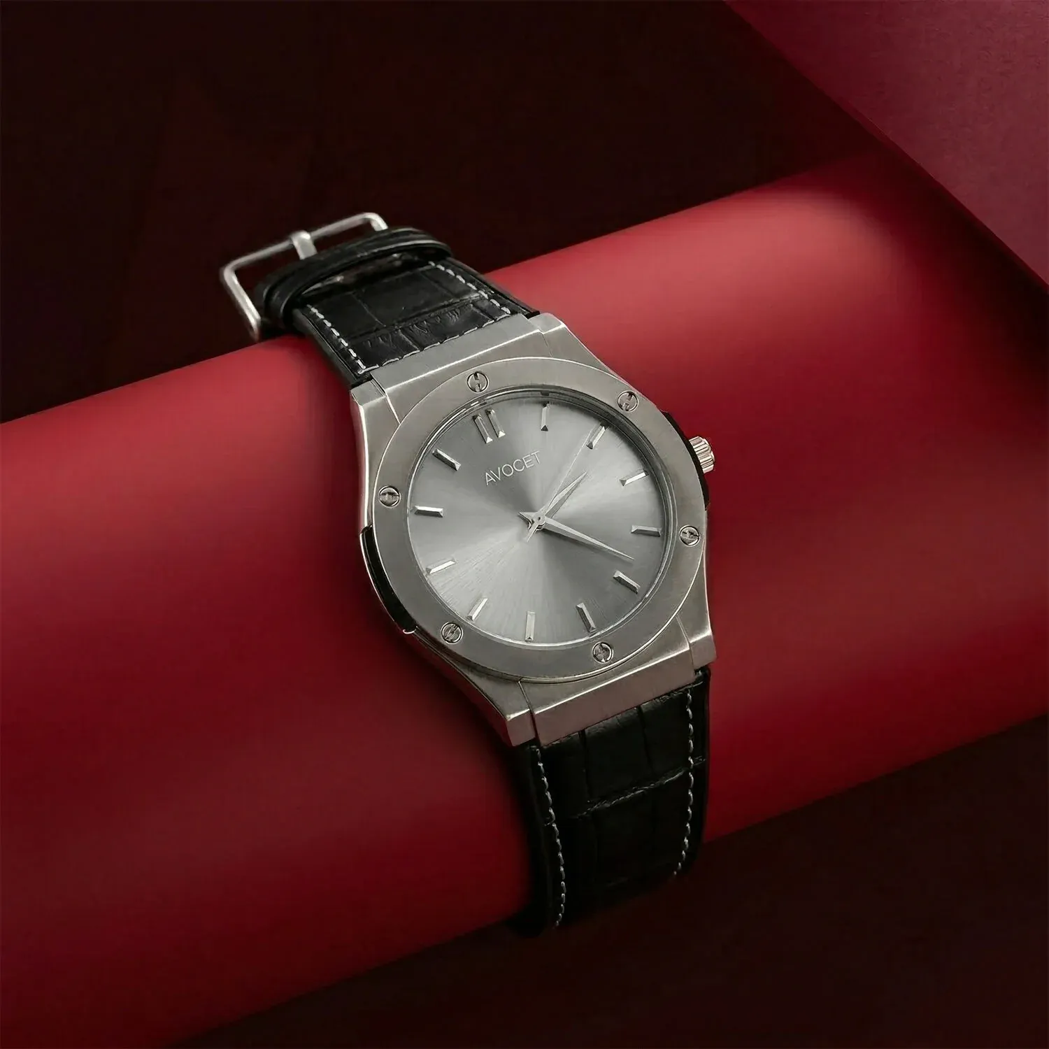 Premium Elegant Silver Dial Analog Wrist Watch with Premium Textured Strap for Men - Buy Online at Alikart