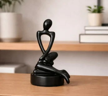 Abstract Sitting Man poly-resin Sculpture Modern Black Showpiece for Home Decor