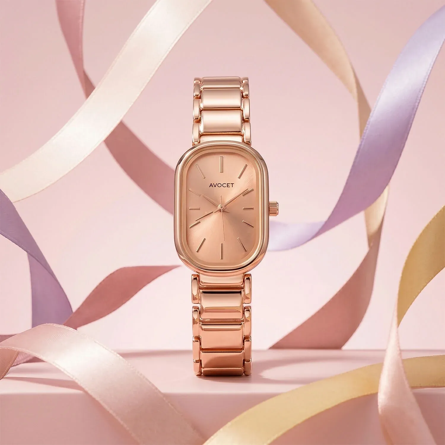 Premium Elegant Rose Gold Rectangular Dial Women’s Watch with Premium Metal Strap - Buy Online at Alikart